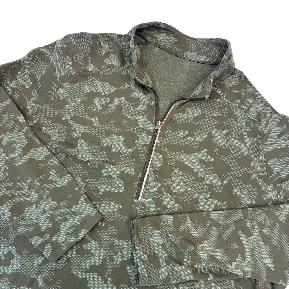 Lululemon Surge Warm 1/2 Zip Jacquard Green Camo Pullover XXL Thumbhole‎